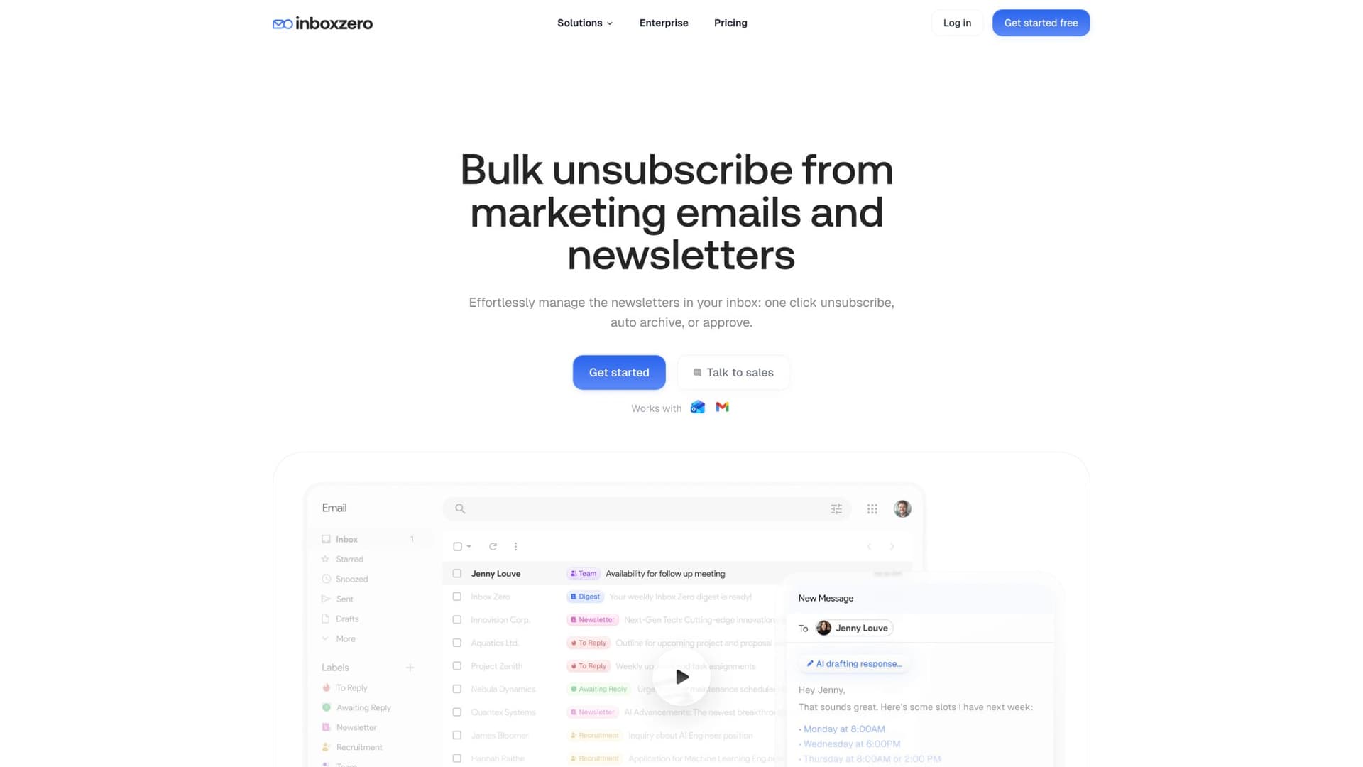 Inbox Zero bulk email unsubscriber interface showing one-click unsubscribe from newsletters with reading behavior analytics